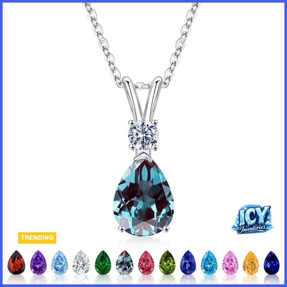 925 Sterling Silver Heart Birthstone Pendant Necklace Gift for Women